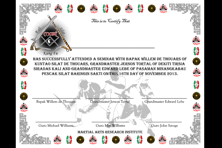 MARI Seminar Certificate